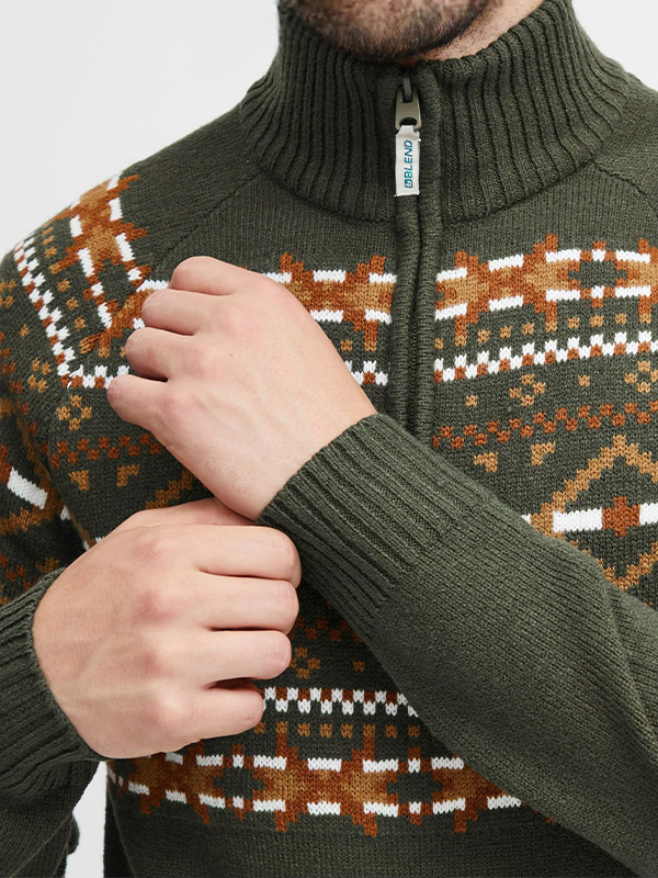 Изготовленный на заказ мужской рождественский свитер нового дизайна на молнии 1/4