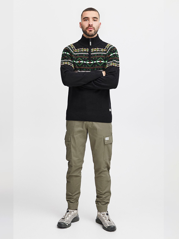 Изготовленный на заказ мужской жаккардовый рождественский свитер с застежкой-молнией на половину длины