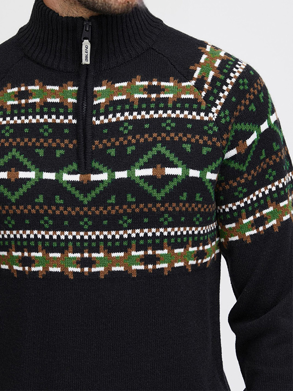 Изготовленный на заказ мужской жаккардовый рождественский свитер с застежкой-молнией на половину длины