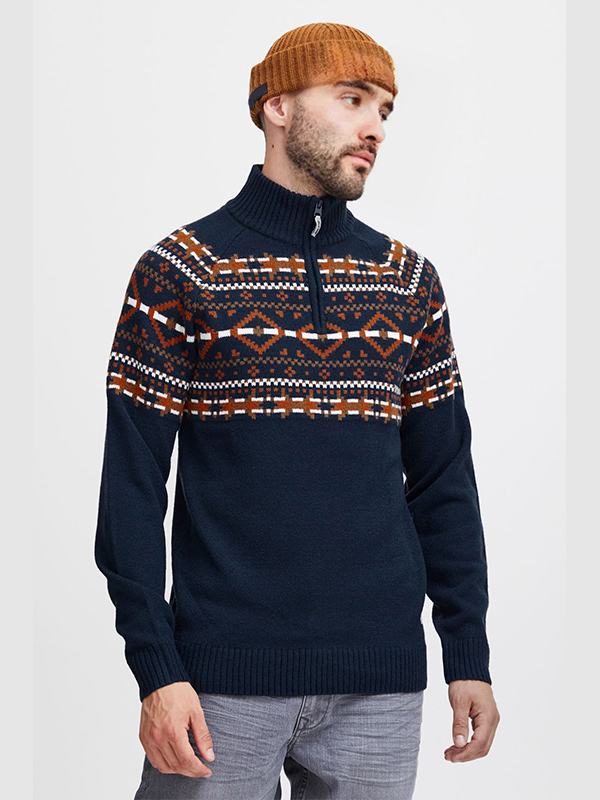 Изготовленный на заказ мужской уродливый рождественский джемпер FNJIA на молнии 1/4