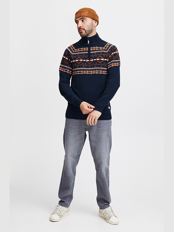 Изготовленный на заказ мужской уродливый рождественский джемпер FNJIA на молнии 1/4