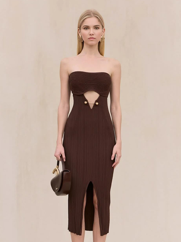 Сшитое на заказ облегающее платье с вырезом без бретелек