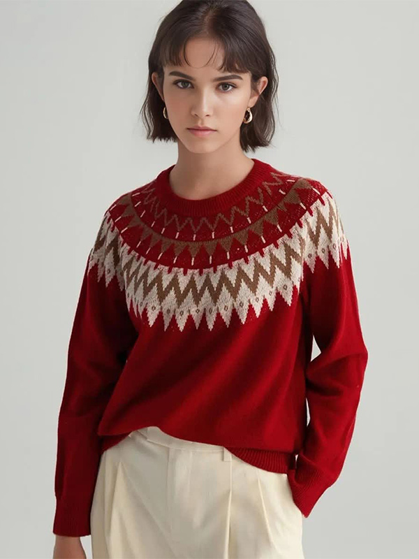 Женский жаккардовый рождественский свитер от производителя трикотажа FNJIA, изготовленный на заказ