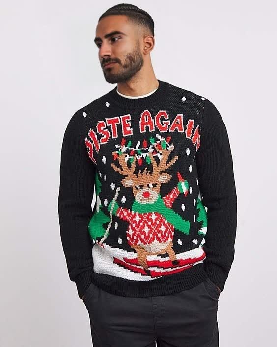 Изготовленный на заказ рождественский джемпер для мужчин с мультяшными оленями