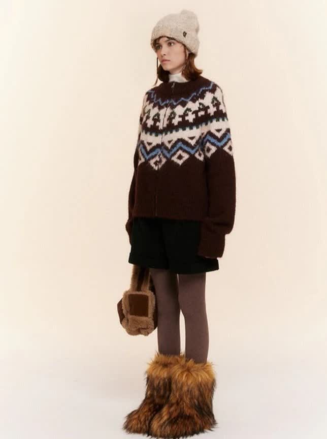 Изготовленный на заказ женский Рождественский свитер грубой вязки из жаккардового шнура