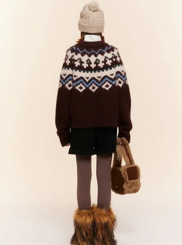 Изготовленный на заказ женский Рождественский свитер грубой вязки из жаккардового шнура