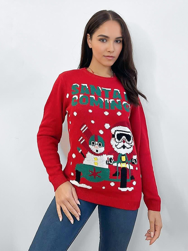 Изготовленный на заказ жаккардовый Рождественский джемпер FNJIA для женщин, уродливый Рождественский свитер
