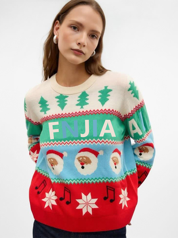 Рождественский свитер на заказ от производителя FNJIA с низким MOQ для вашего бренда