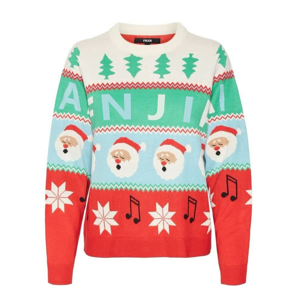 Рождественский свитер на заказ от производителя FNJIA с низким MOQ для вашего бренда