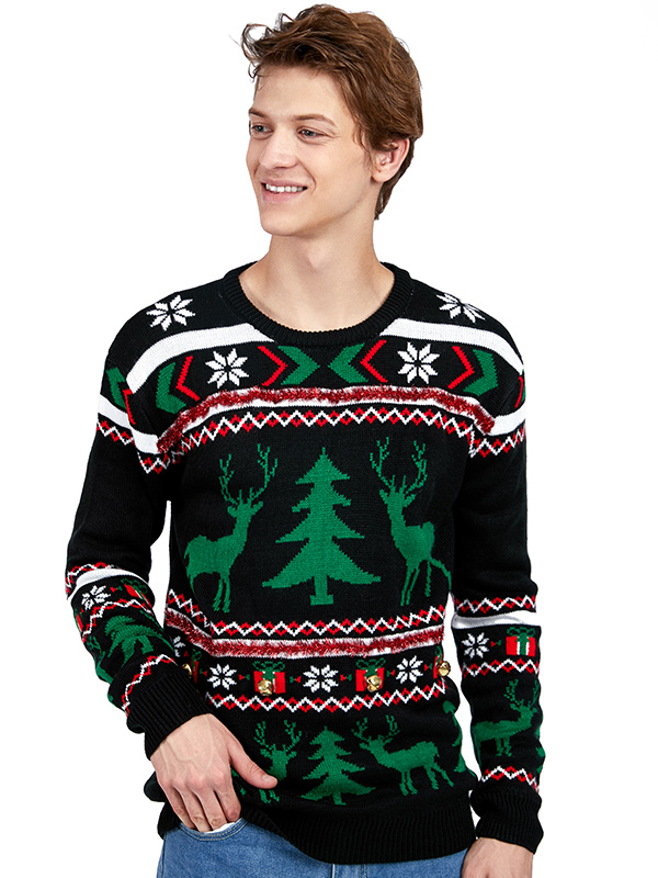 Изготовленный на заказ рождественский свитер Fnjia Reindeer Ugly создан на основе предоставленных рисунков и образцов