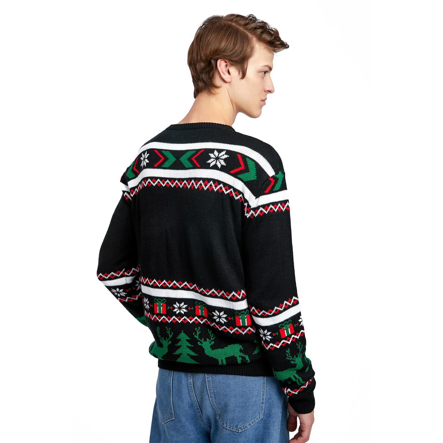 Изготовленный на заказ рождественский свитер Fnjia Reindeer Ugly создан на основе предоставленных рисунков и образцов