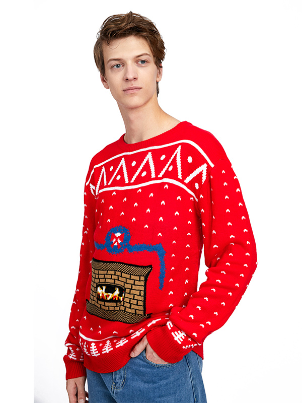 Мужской каминный забавный жаккардовый уродливый рождественский свитер FNJIA 2025