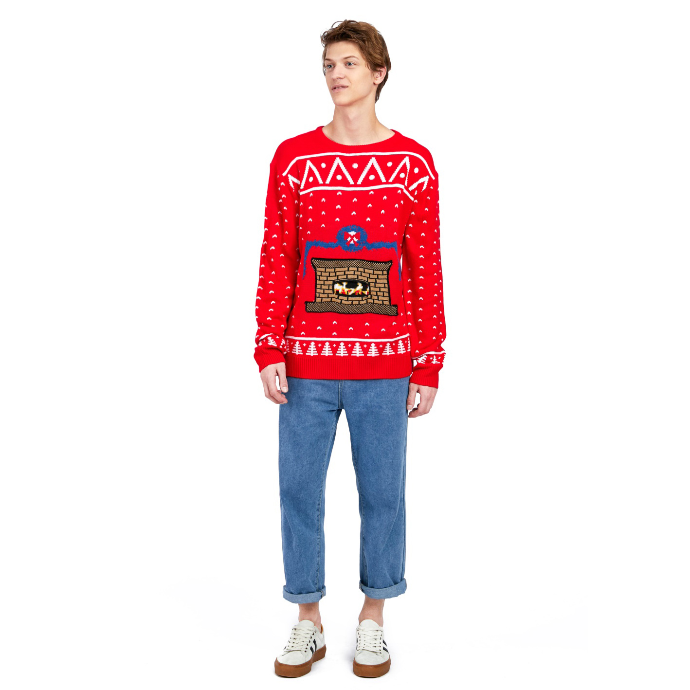 Мужской каминный забавный жаккардовый уродливый рождественский свитер FNJIA 2025