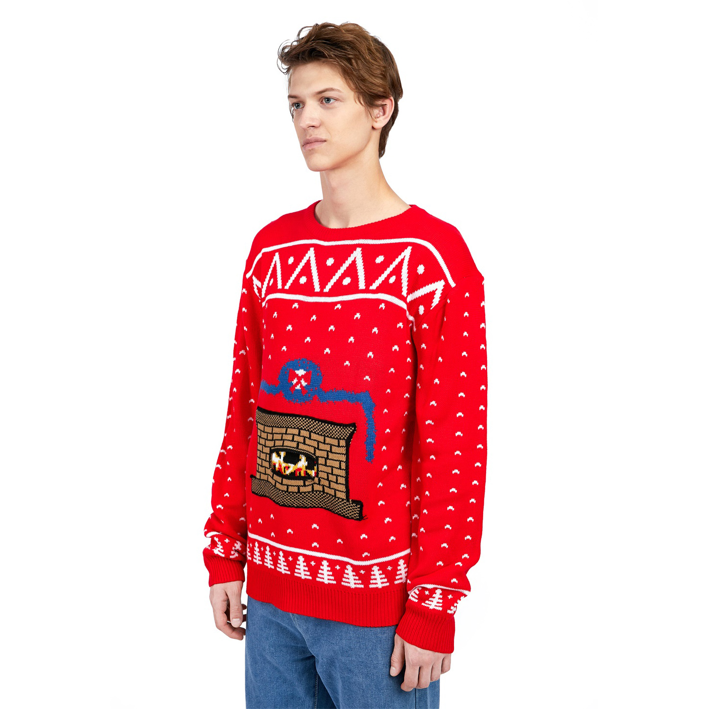 Мужской каминный забавный жаккардовый уродливый рождественский свитер FNJIA 2025