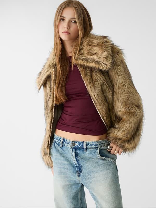 Изготовленная на заказ Ретро Винтажная шуба из искусственного меха в бунтарском стиле