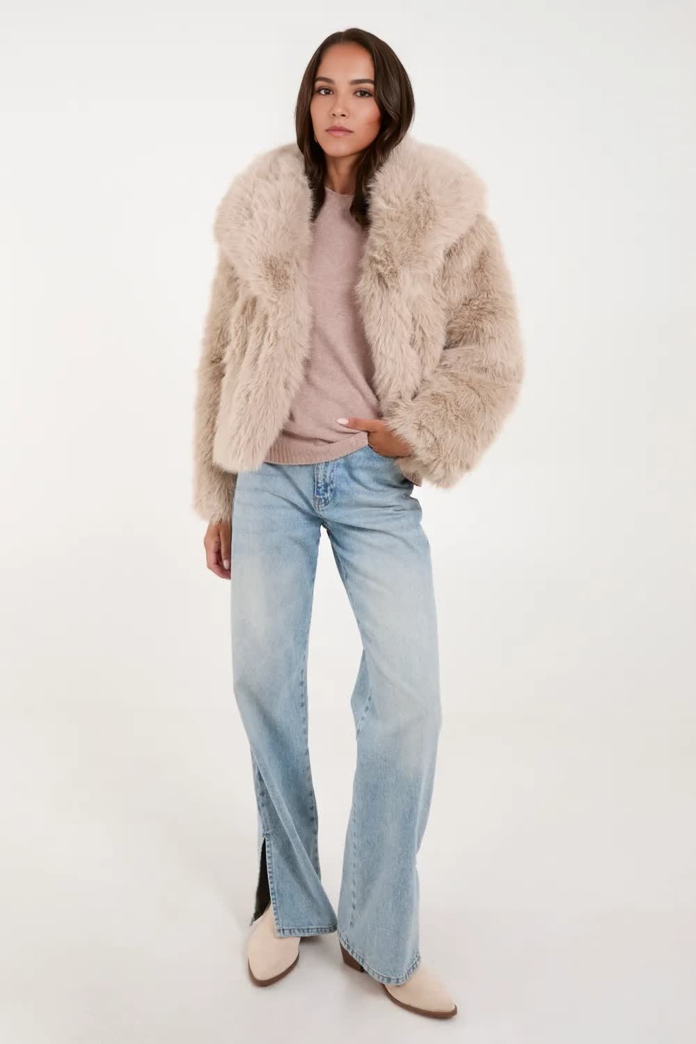 Изготовленное на заказ роскошное женское пальто из искусственного меха, зимняя женская теплая куртка из искусственного меха