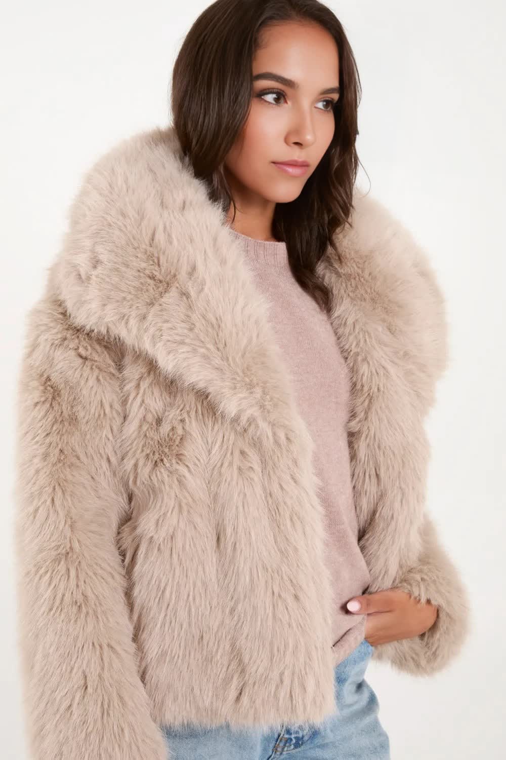 Изготовленное на заказ роскошное женское пальто из искусственного меха, зимняя женская теплая куртка из искусственного меха