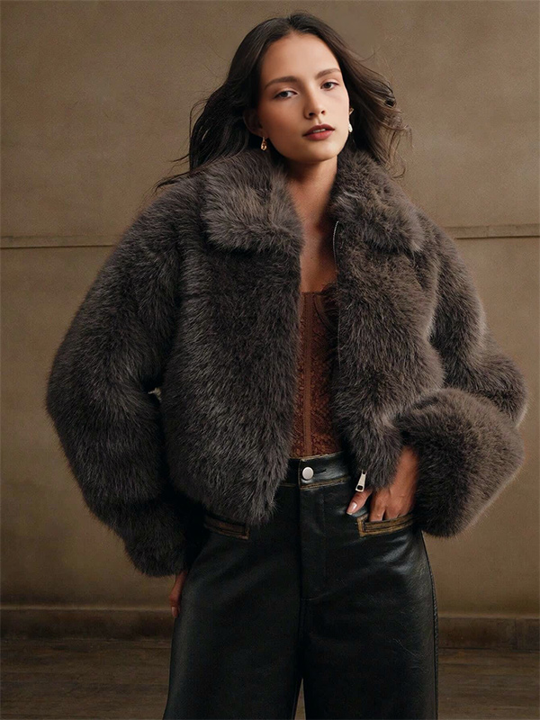 Женские пальто из искусственного меха с воротником ретро и длинными рукавами на пуговицах, зимняя толстая теплая однотонная куртка, женская уличная верхняя одежда