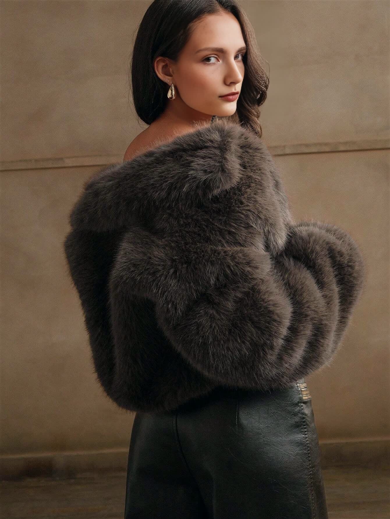 Женские пальто из искусственного меха с воротником ретро и длинными рукавами на пуговицах, зимняя толстая теплая однотонная куртка, женская уличная верхняя одежда