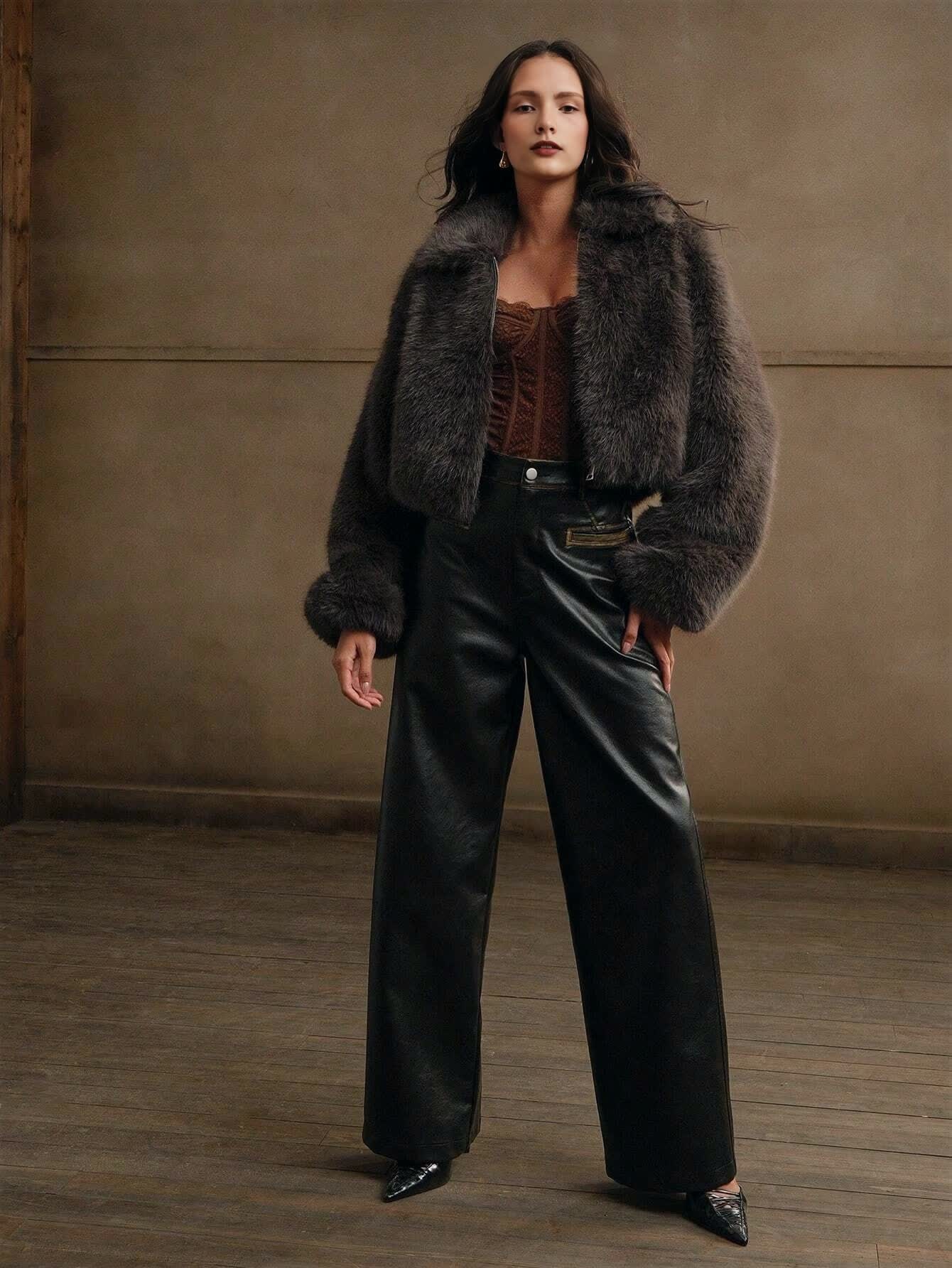 Женские пальто из искусственного меха с воротником ретро и длинными рукавами на пуговицах, зимняя толстая теплая однотонная куртка, женская уличная верхняя одежда