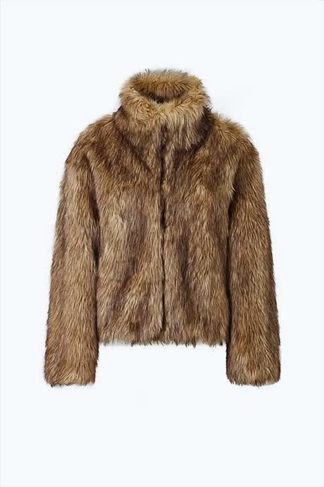 Изготовленная на заказ по последнему слову моды бежевая куртка из искусственного меха, женские куртки, пальто из искусственного меха