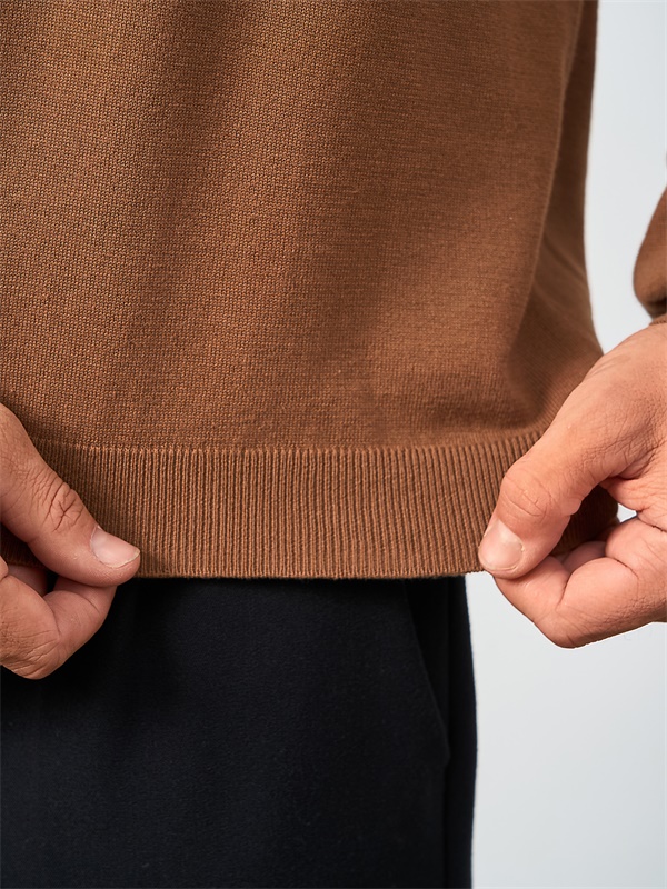 Изготовленный на заказ мужской свитер-поло FNJIA с длинным рукавом и круглым вырезом горловины