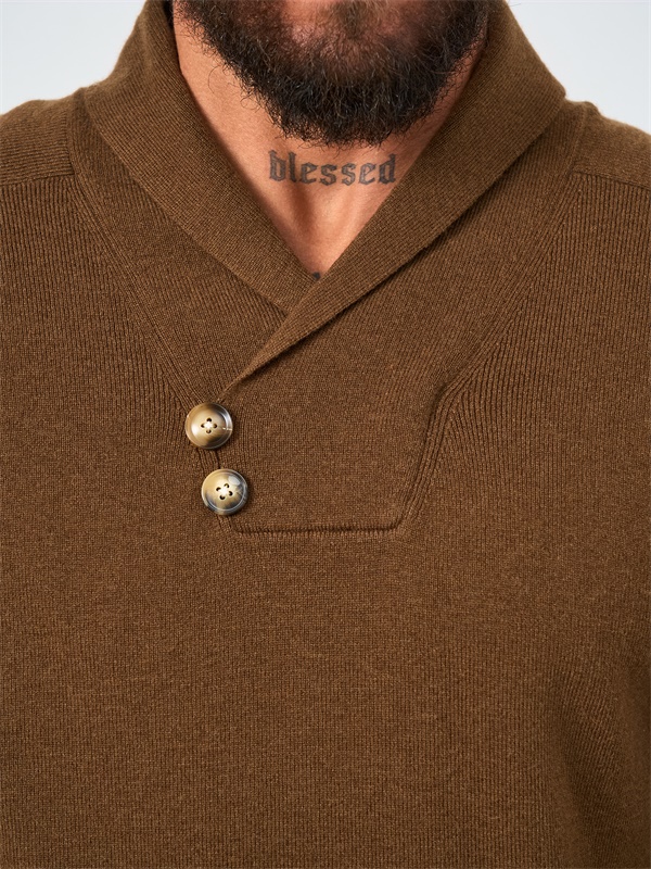 Мужской вязаный свитер-поло с асимметричным вырезом на пуговицах, выполненный на заказ