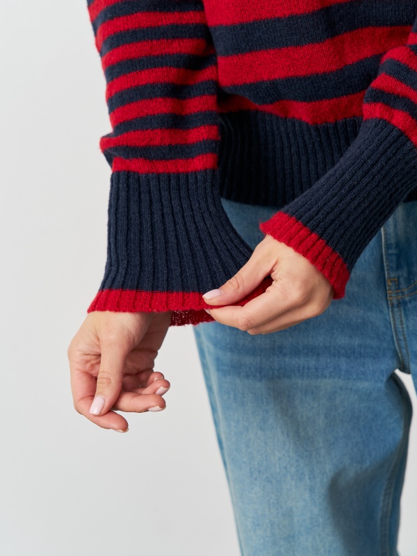 Женский свитер с застежкой-молнией Costom quarter в полоску и отложным воротником на шее