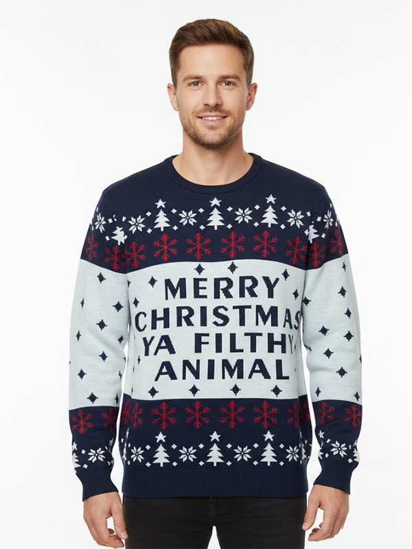 Рождественский джемпер Cusotm FNJIA Ugly Christmas для мужчин с декоративным жаккардовым узором в виде букв