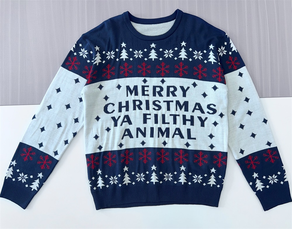 Рождественский джемпер Cusotm FNJIA Ugly Christmas для мужчин с декоративным жаккардовым узором в виде букв