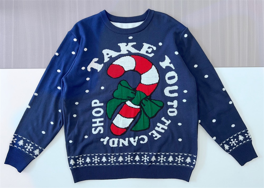 Подгоняйте рождественскую трость FNJIA с узорами из конфет под рождественский джемпер для мужчин