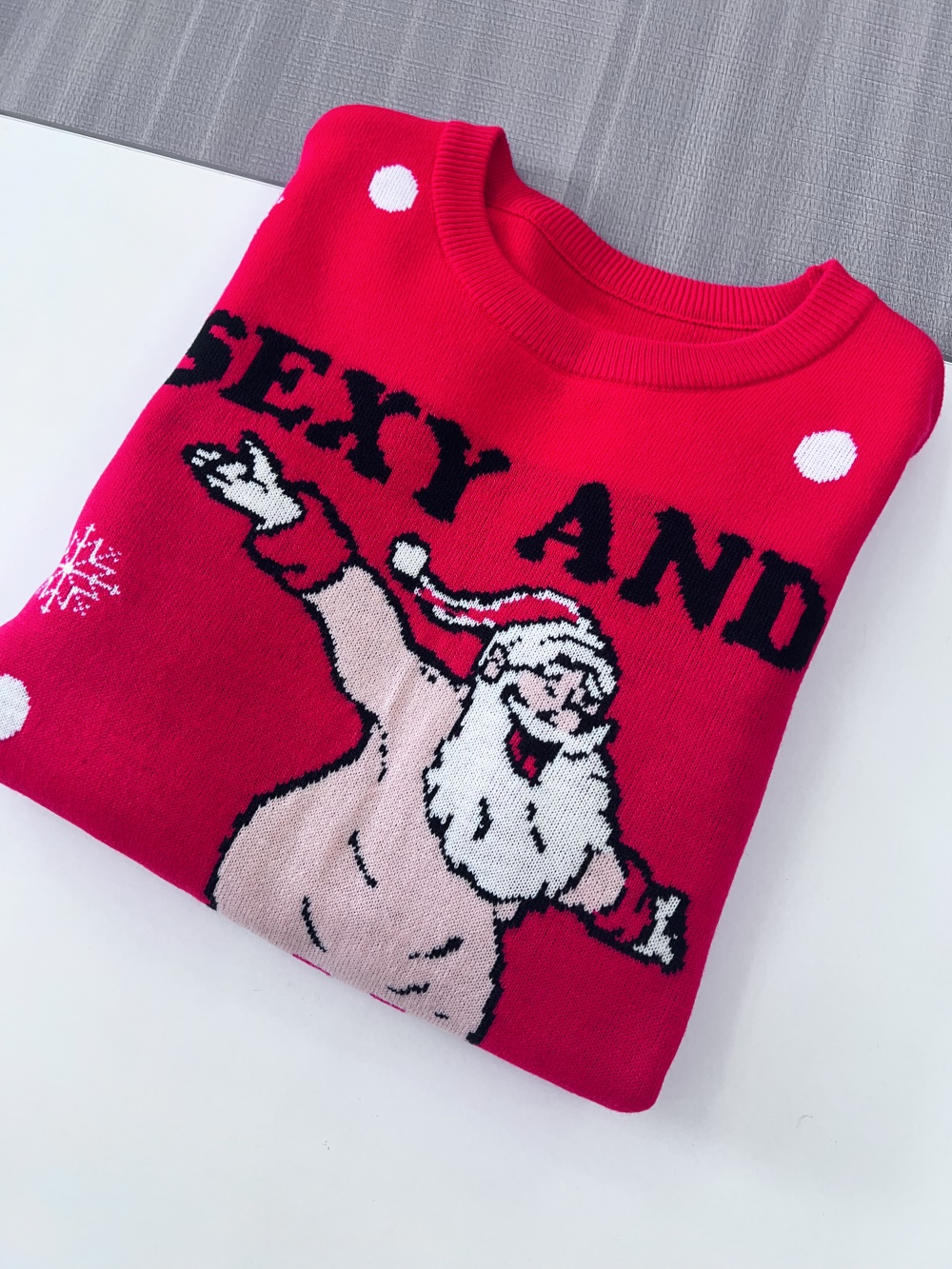 Изготовленный на заказ FNJIA вязаный забавный уродливый Рождественский свитер для мужчин с рисунком голого Санта-Клауса Рождественский свитер