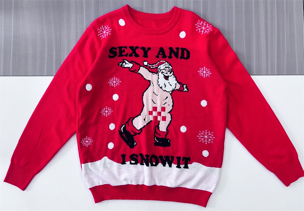 Изготовленный на заказ FNJIA вязаный забавный уродливый Рождественский свитер для мужчин с рисунком голого Санта-Клауса Рождественский свитер