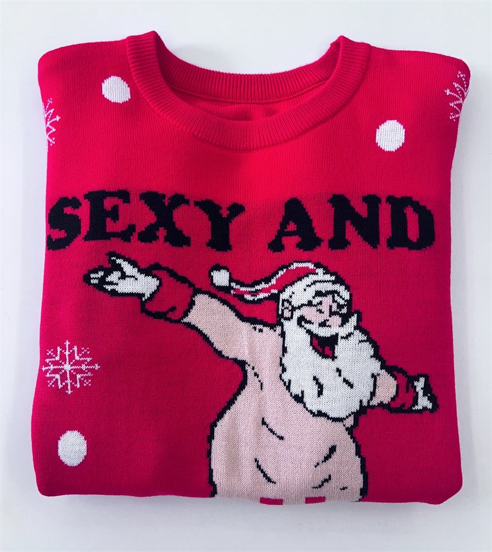 Изготовленный на заказ FNJIA вязаный забавный уродливый Рождественский свитер для мужчин с рисунком голого Санта-Клауса Рождественский свитер