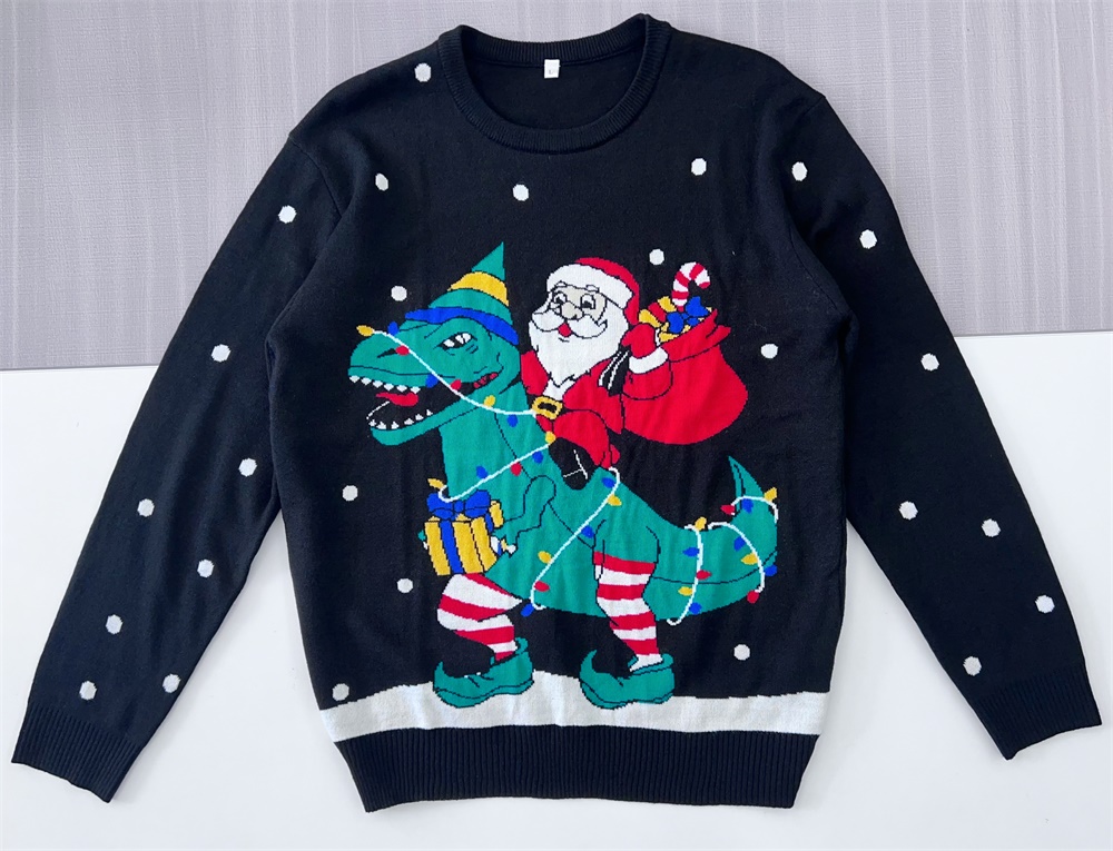 Изготовленный на заказ Уродливый Рождественский джемпер с динозавром FNJIA, пуловер, Рождественский свитер