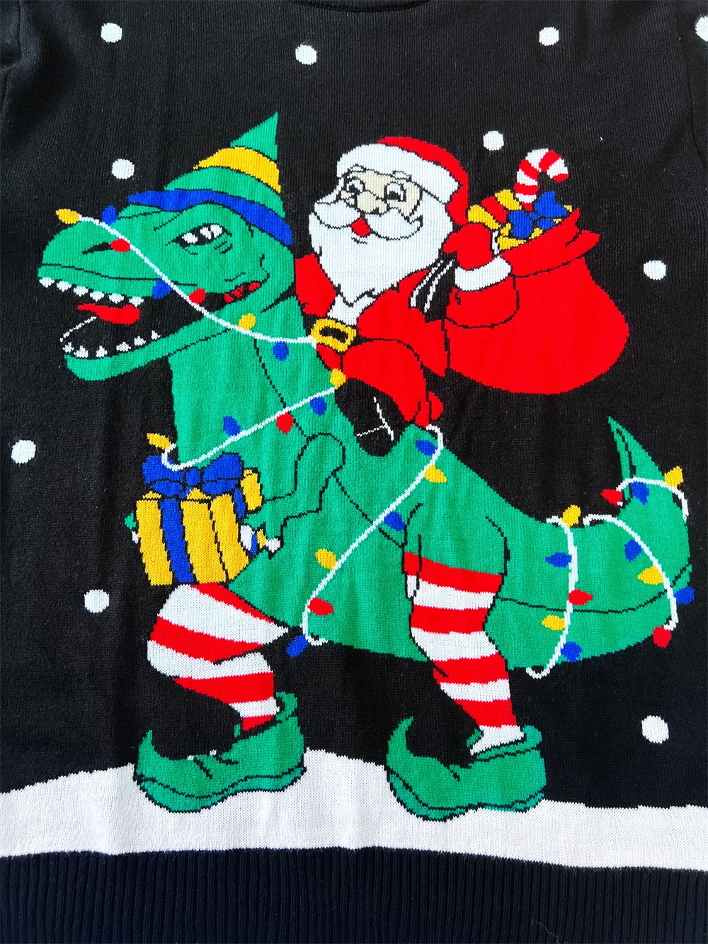 Изготовленный на заказ Уродливый Рождественский джемпер с динозавром FNJIA, пуловер, Рождественский свитер