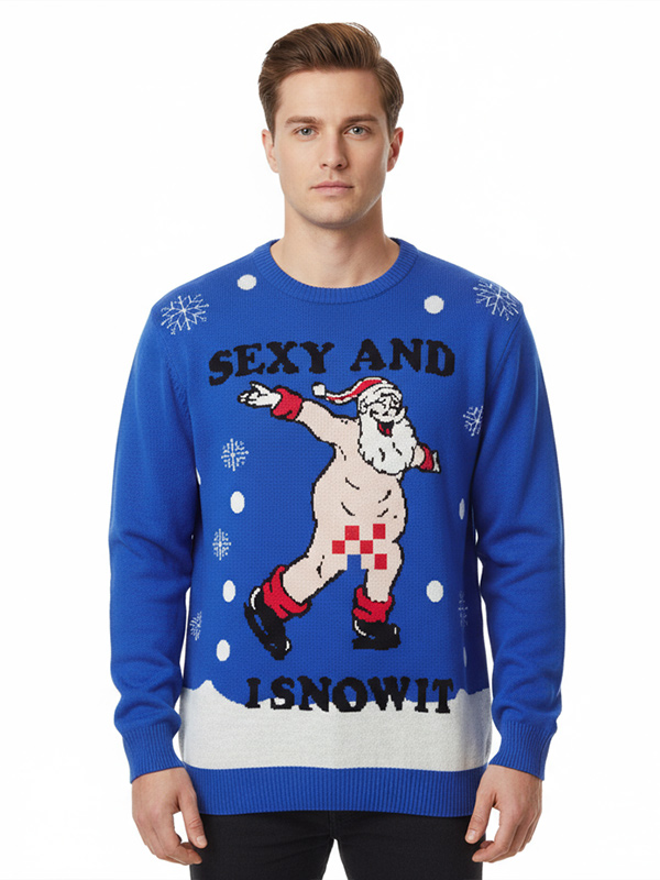 Изготовленный на заказ уродливый Рождественский свитер для мужчин с забавным рисунком Санта-Клауса, Рождественский джемпер