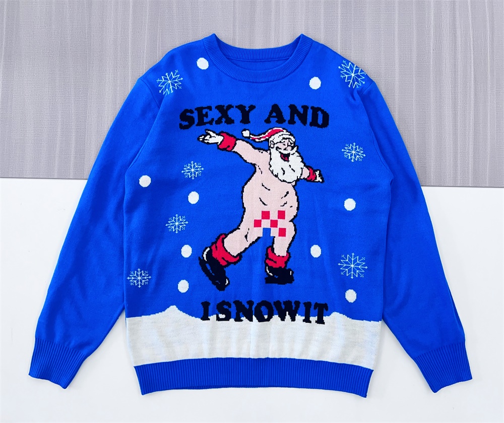 Изготовленный на заказ уродливый Рождественский свитер для мужчин с забавным рисунком Санта-Клауса, Рождественский джемпер