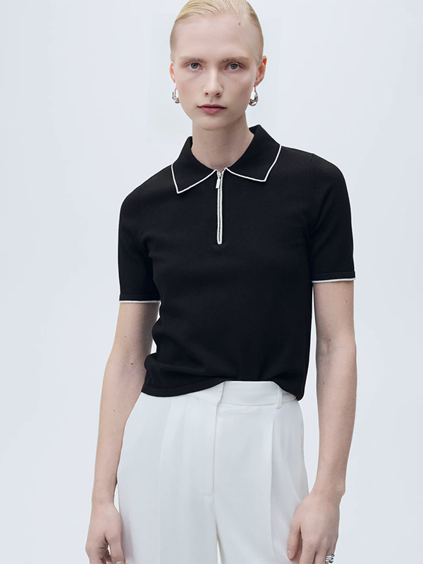 Изготовленные на заказ женские топы с застежкой-молнией FNJIA half и футболки с короткими рукавами