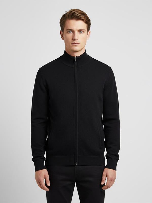 Мужская вязаная однотонная куртка на молнии, сшитая на заказ