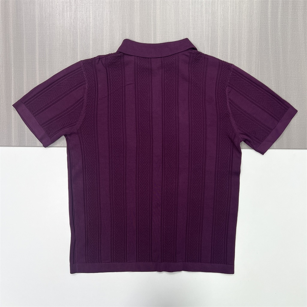 Мужская рубашка поло из текстурированного трикотажа на заказ - повседневный трикотажный топ с воротником и короткими рукавами