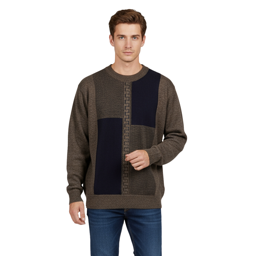 Мужской стильный жаккардовый свитер - Небольшой заказ от 100 штук, уникальный узор, Доставка от двери до двери