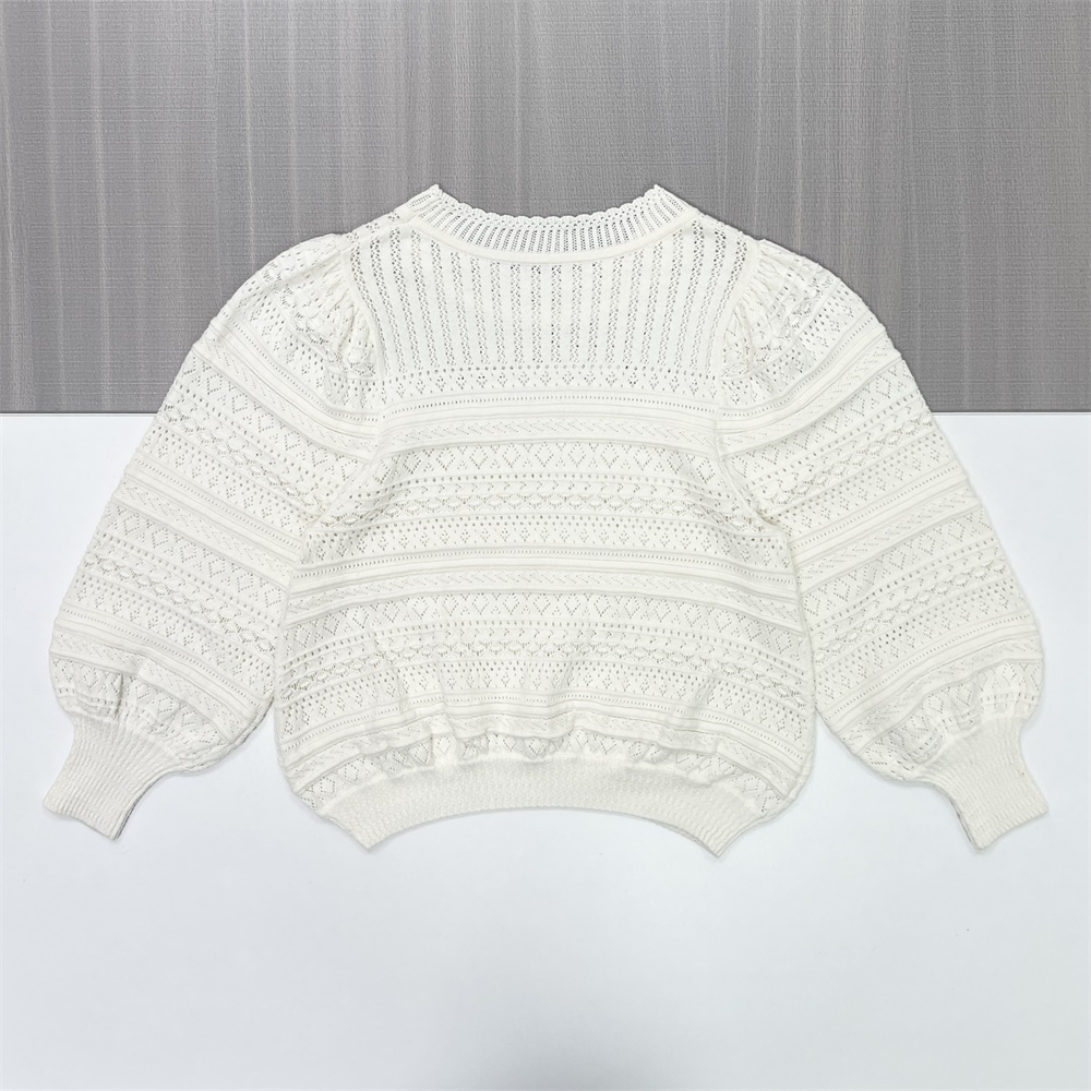 Сшитый на заказ женский белый вязаный свитер с открытой спиной и пышными рукавами, шикарный и элегантный