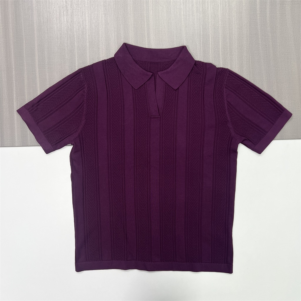 Мужская рубашка поло из текстурированного трикотажа на заказ - повседневный трикотажный топ с воротником и короткими рукавами
