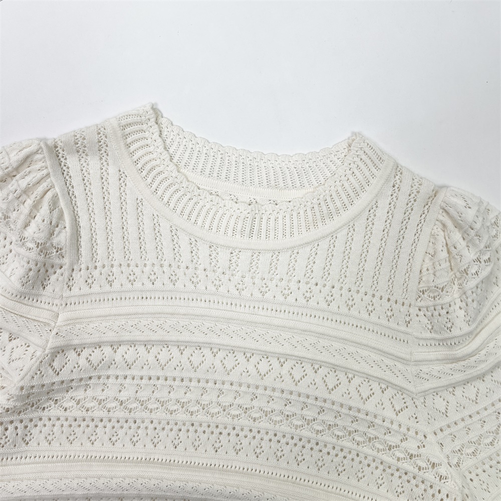 Сшитый на заказ женский белый вязаный свитер с открытой спиной и пышными рукавами, шикарный и элегантный