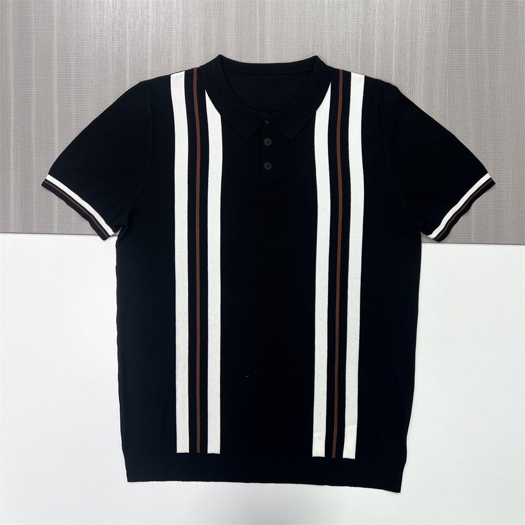 Мужская трикотажная рубашка поло в полоску на заказ - Топ с коротким рукавом и воротником, цвет и пряжа настраиваются индивидуально