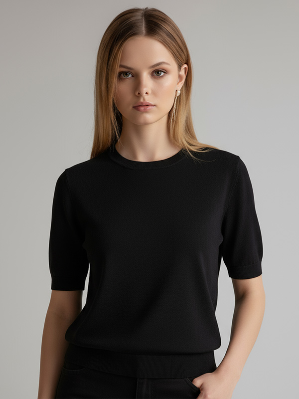 Трикотажная футболка с круглым вырезом на заказ: Короткий рукав, приталенный крой, Минималистичный дизайн