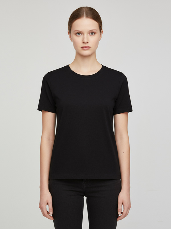 Футболка с круглым вырезом на заказ: Короткий рукав, приталенный крой, Базовый дизайн