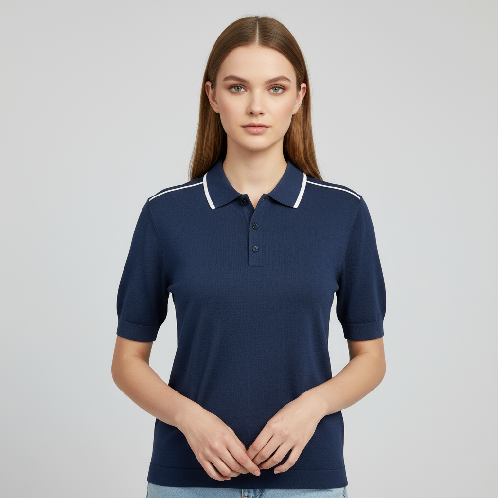 Футболка-поло с контрастной отделкой на заказ: Короткий рукав, пуговицы, Классический дизайн
