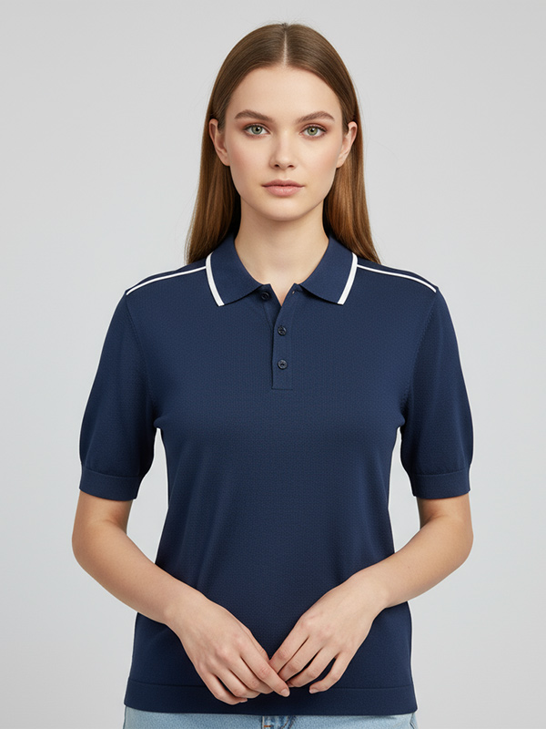 Футболка-поло с контрастной отделкой на заказ: Короткий рукав, пуговицы, Классический дизайн